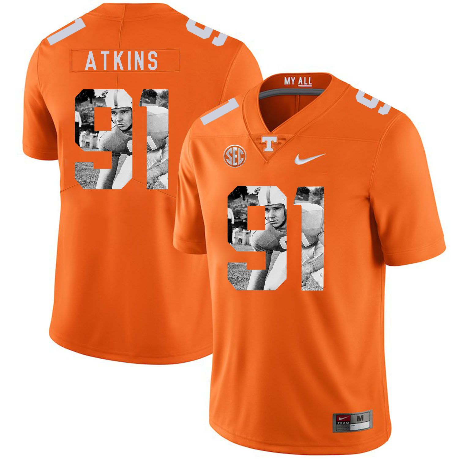 Men Tennessee Volunteers 91 Atkins Orange Fashion Edition Customized NCAA Jerseys